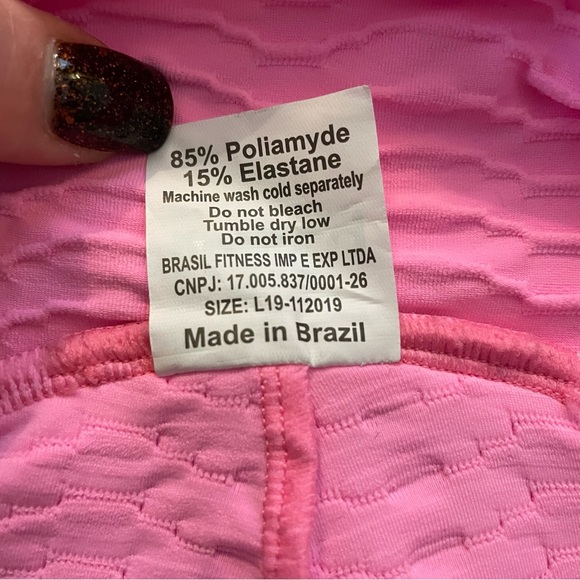 Booty by Brabants Bright Pink Crocodile Skin Leggings Textured Stretch Workout - Picture 6 of 15